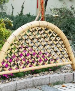 Bamboo-woven Eco-Friendly Traditional Chinese Style Fencing for Small Garden Arched Top Outdoor Courtyard Fences Gates