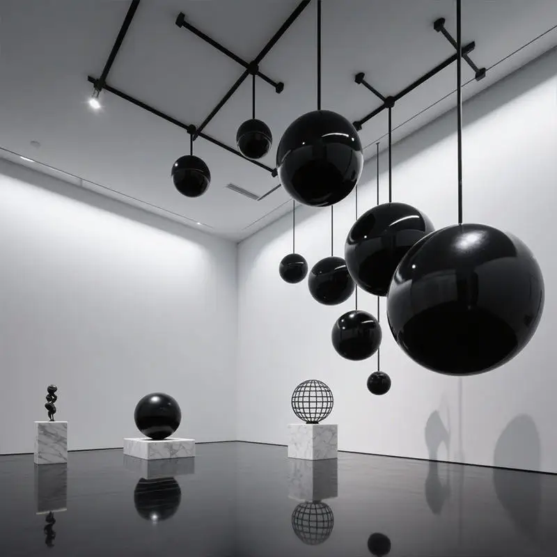 Luxury Smooth Surface Mirrored Finish Floating Hanging 19mm-5000mm Diameter Stainless Steel Black Ball Ornament Art Deco Garden