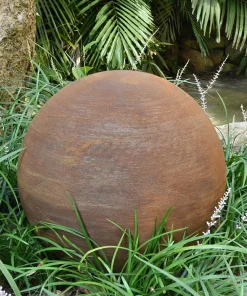 Corten Steel Sphere Outdoor Garden Sculpture Rusty Patina Art Decor Ball Ornament Waterproof Artificial Office Artwork Backyard