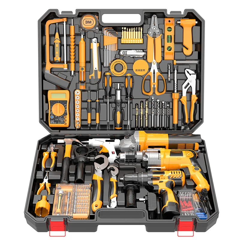 New Yellow Portable Cordless Drill Set Brushless Lithium Tools Set Lithium Battery Power Tools Kit for Home Improvement