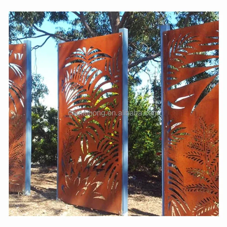 Modern Design Landscape Decoration Art Cheap Price Corten Steel Metal Yard Fence and Gate Panels Garden Ornaments