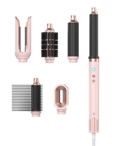 Mesky Ionic Bldc High Speed pink Brush Hair Straightener 5 in 1 Multi Styler Hot air Brush Blow Brush Hair Dryer