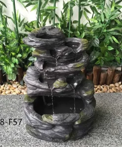 LED Solar Outdoor Water Fountain Elegant Garden Ornament with Stylish Layer Design for Garden Decoration