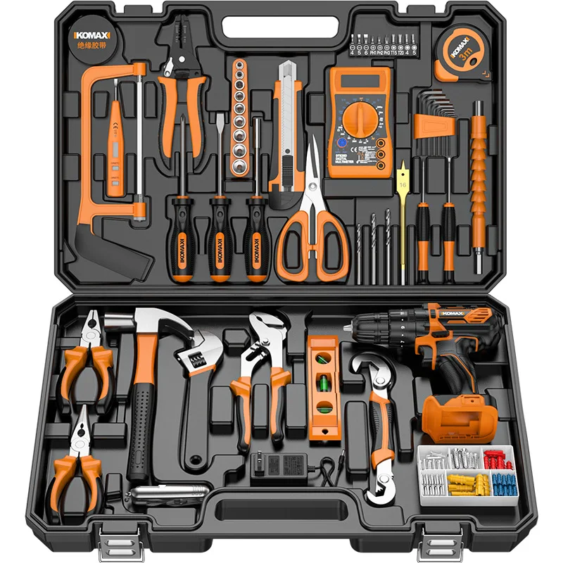 Multifunctional Household Toolbox Complete Set for Electricians Includes Scraper-Hand Battery-Powered Tools ODM Hard Case