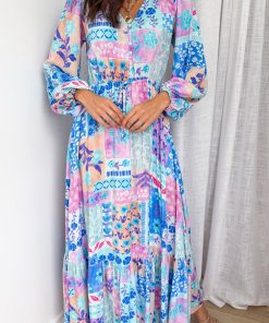 Heather Dress - Blue Patchwork