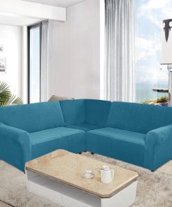 Soft Velvet 3-Piece L/U Shaped Sofa Covers With Corner Covers