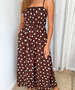 Luna Belle Dress - Chocolate Polka Dot