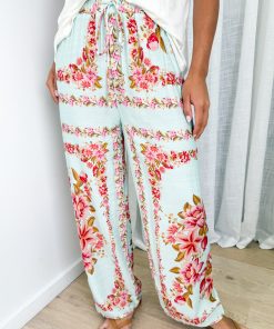 Marbella Tile Pants - Blue Blush Floral