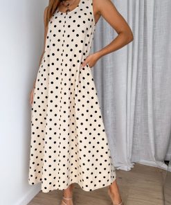 Marley Dress - Cream Black Spot