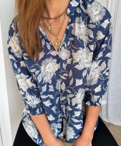 Marnie Blouse - Navy Cream Floral