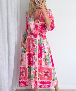 Maui Bloom Dress - Pink Floral Patchwork