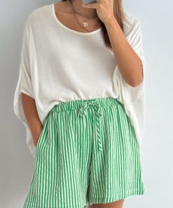 Rumi Shorts - Green Stripe