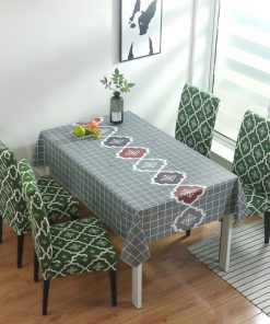 Water Oil Proof PVC Tablecloth With Elastic Chair Cover Set