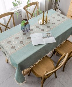 Cotton Linen Wrinkle Free Tablecloths Washable Dust-Proof