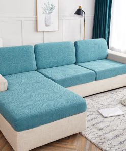 Thick Jacquard Leaf Pattern Sofa Cushion Seat Cover