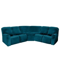 Velvet Corner Sectional Couch Covers 7-Piece for 4 Seat Recliner & 1 Corner Seat