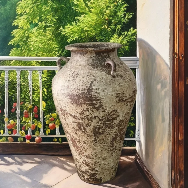 Factory Direct Wholesale Vintage Antique Style Ceramic Flower Pots with Distressed Finish Handmade Planter for Garden Ornament