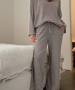 The Unwind Lounge Pants - Chocolate Stripe