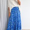 Thistle Haze Skirt - Blue Boho Floral