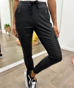 Wet Look Jogger - Black