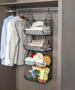 Foldable Closet  Organizer Clothes Shelves with S Hooks
